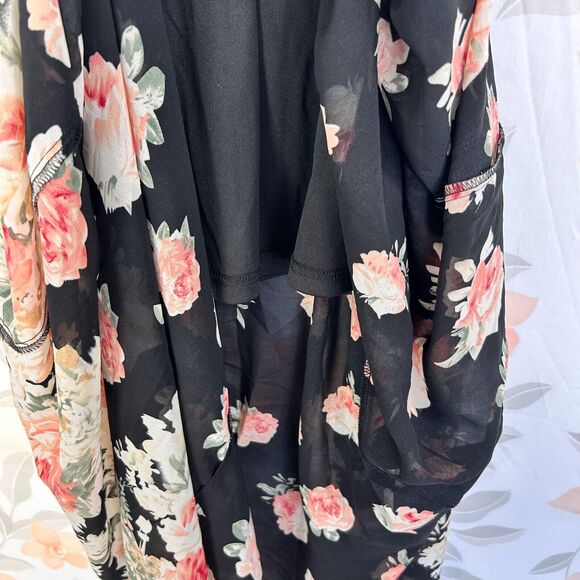 HMS Maxi Dress Womens Small Black Floral Print Adjustable Strap V Neck Racerback - Picture 5 of 13